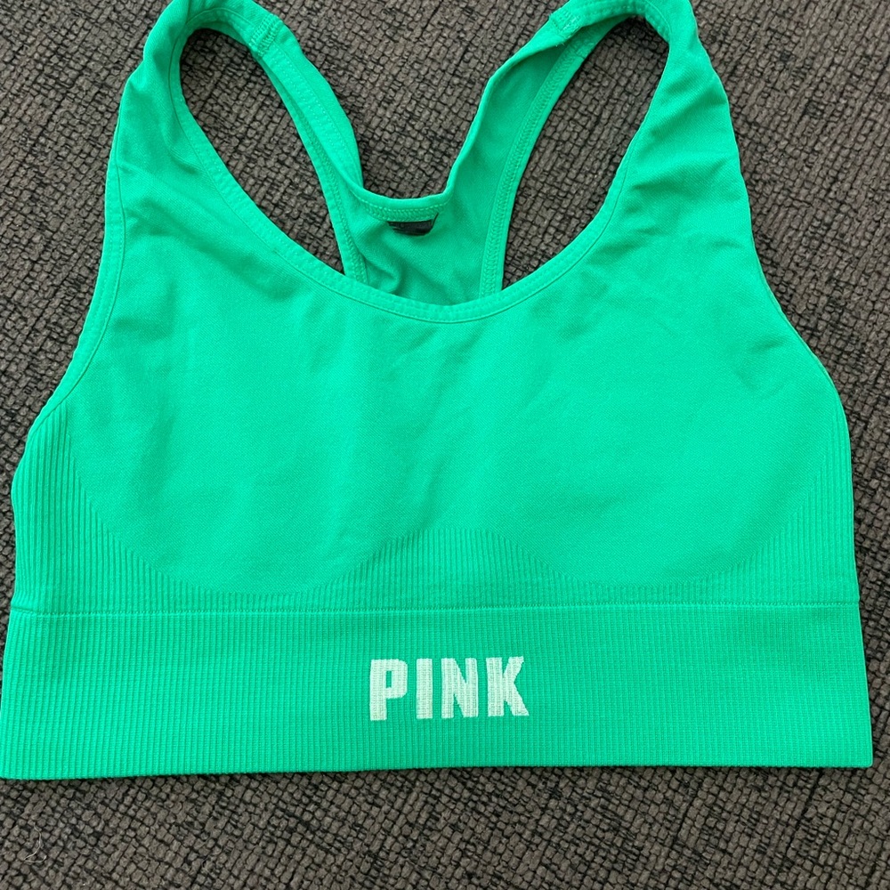 PINK Victoria's Secret Green Racerback Sports Bra